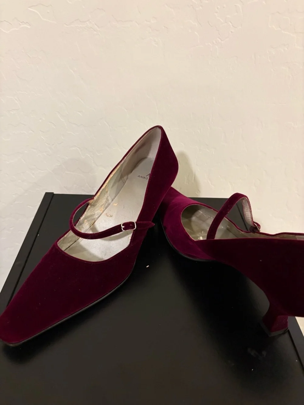 Anne Klein Wine Velvet Mary Jane Heels - Picture 6 of 7